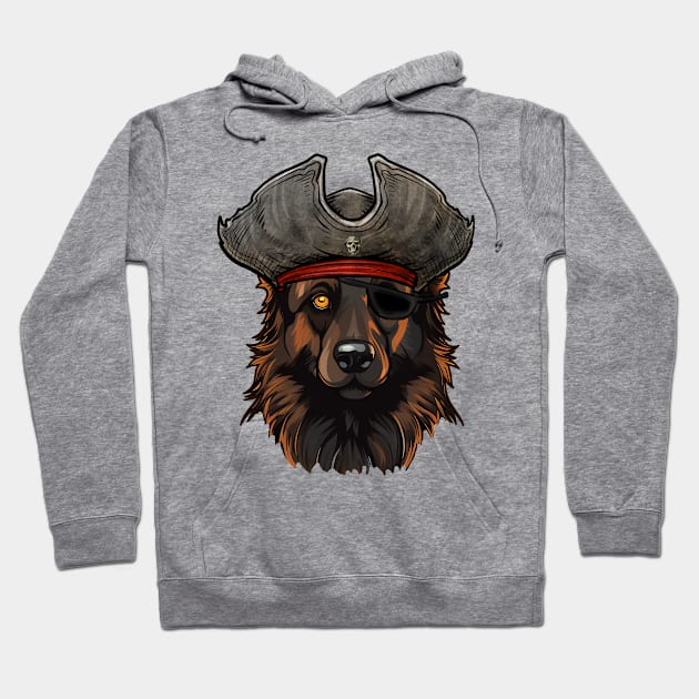 Funny Pirate Belgian Tervuren Dog Hoodie by whyitsme